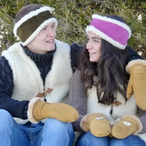 MOUFLES MIXTES EN PEAU LAINÉE FOURRÉES 100 % LAINE D’AGNEAU – ARTISAN