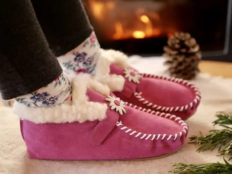 PANTOUFLES MOCASSIN ADULTES MIXTES EN CUIR FOURRÉES 100 % LAINE DE MOUTON – ARTISAN – Image 6