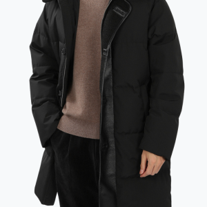 Parka longue homme noir col douillet