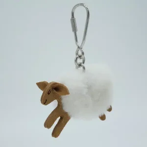 PORTE-CLÉ MOUTON CUIR ET PEAU LAINÉE AVEC MOUSQUETON – ARTISAN