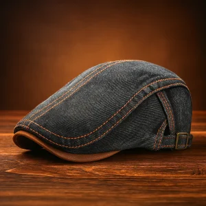 Casquette plate en denim pour homme