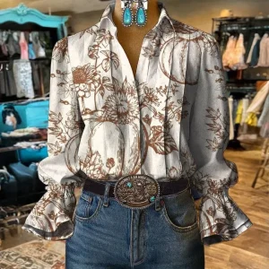 Blouse à motif floral vintage