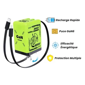 Chargeur rapide universel avec câbles intégrés