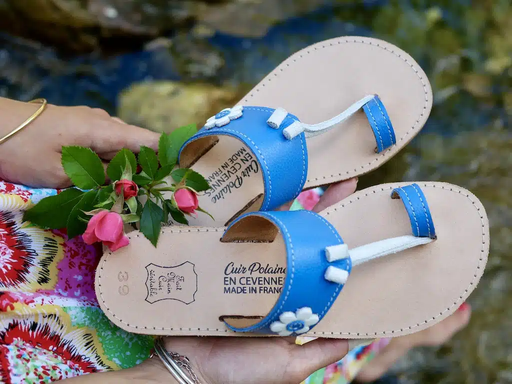 TONG CUIR ARTISANALE FEMME ENTRE-DOIGTS VEZENOBRES – MADE IN FRANCE – Image 3