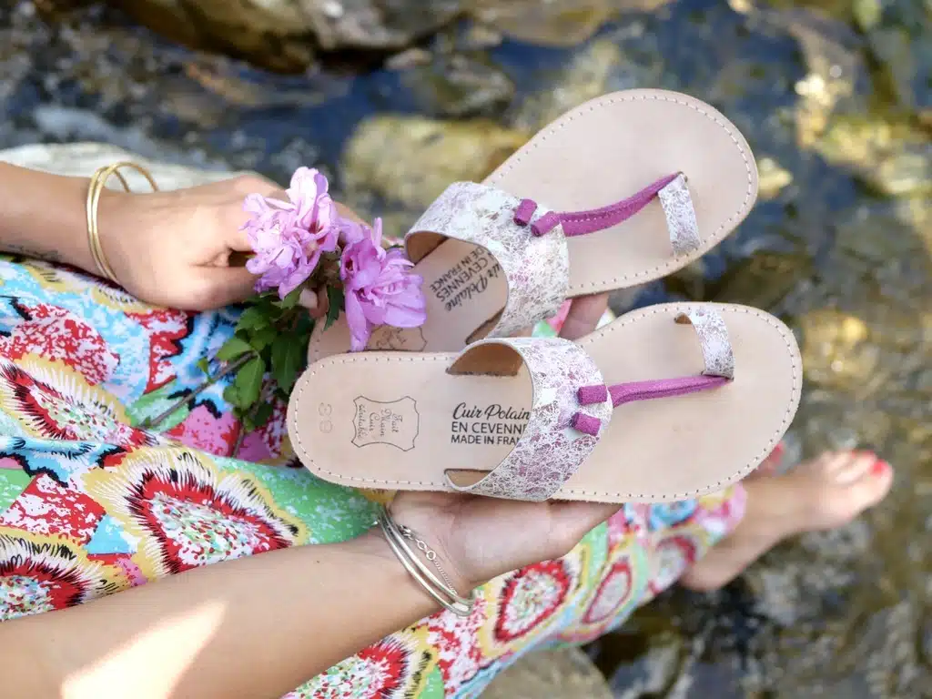 TONG CUIR ARTISANALE FEMME ENTRE-DOIGTS VEZENOBRES – MADE IN FRANCE – Image 8