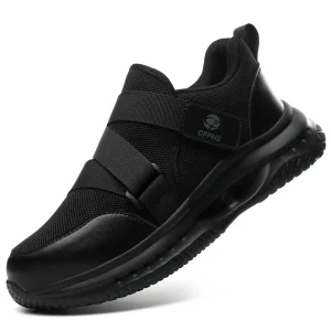 Baskets de Sécurité RAPID BLACK - Chaussures de Travail S3 à Scratch [Noir & Sans Lacets]